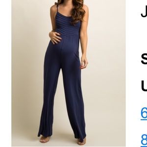 Wide leg navy maternity jump suit